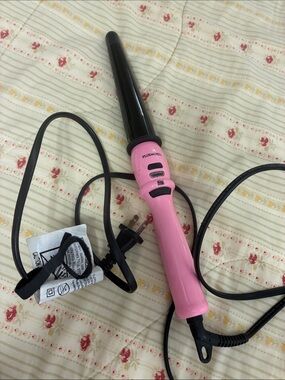 PLUGGED IN TOURMALINE Pink Conical Curling Wand IRON